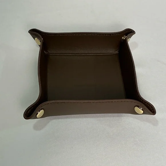 BurberryDark Brown PU Leather Valet Trinket Jewlery Tray New